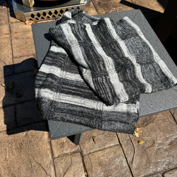 Black-Gray-White Ombre Large Infinity Scarf - Picture 7 of 9